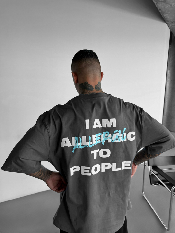 T-shirt Oversize Alergiczny - Antracytowy i Niebieski