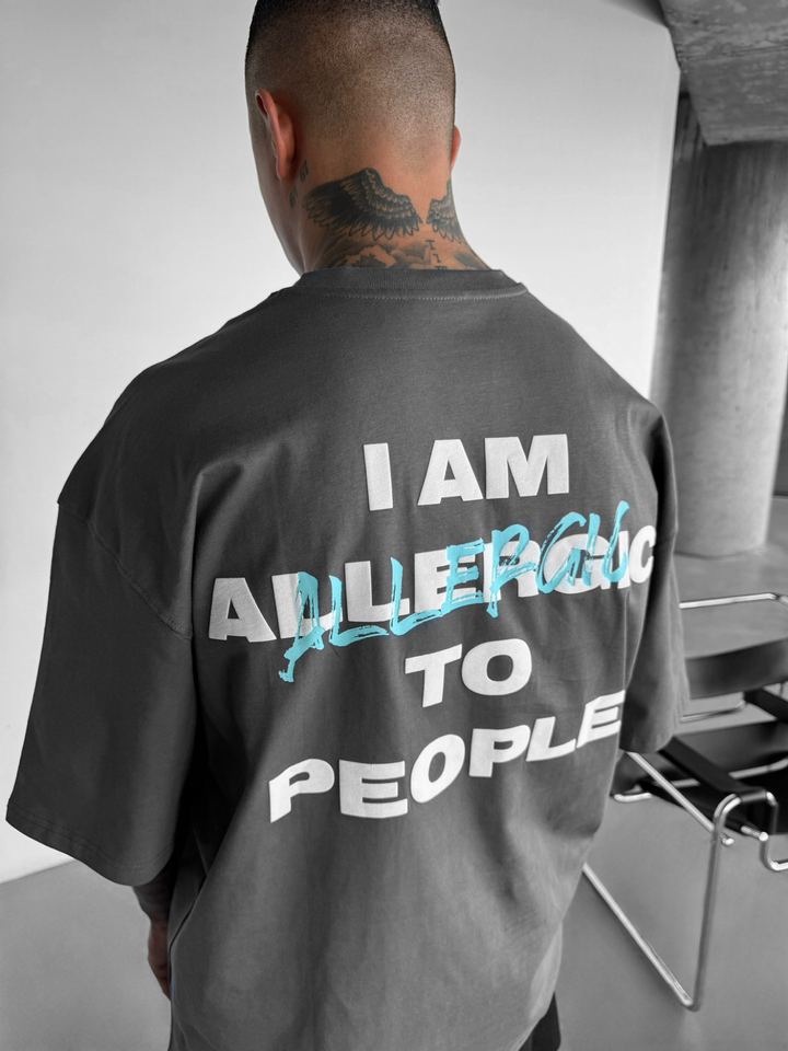 T-shirt Oversize Alergiczny - Antracytowy i Niebieski
