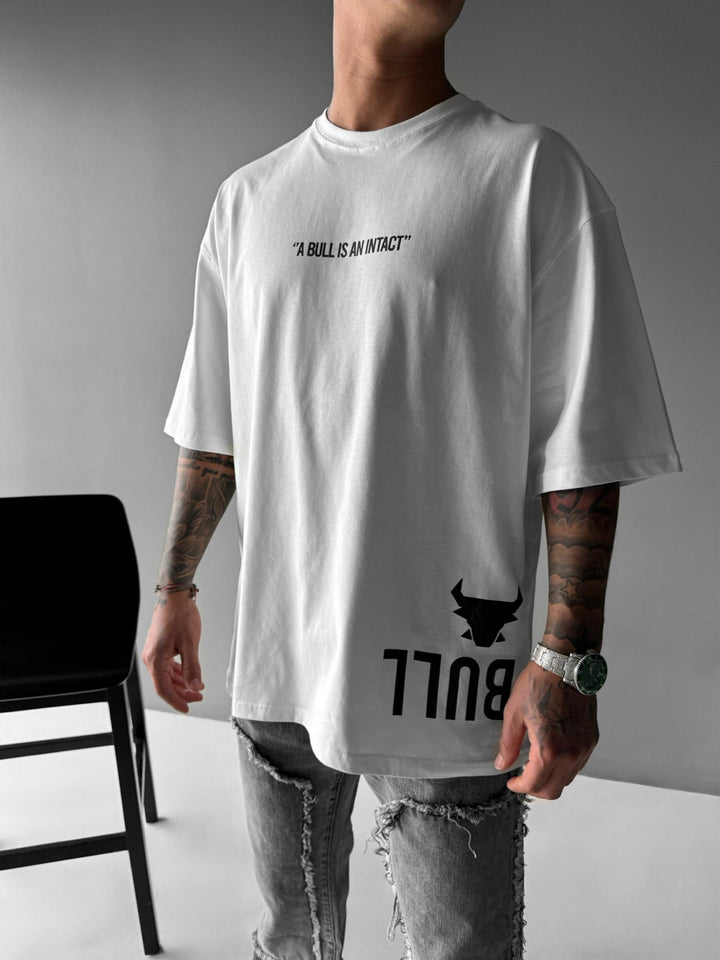 T-shirt Oversize Bull - Biały i Czarny