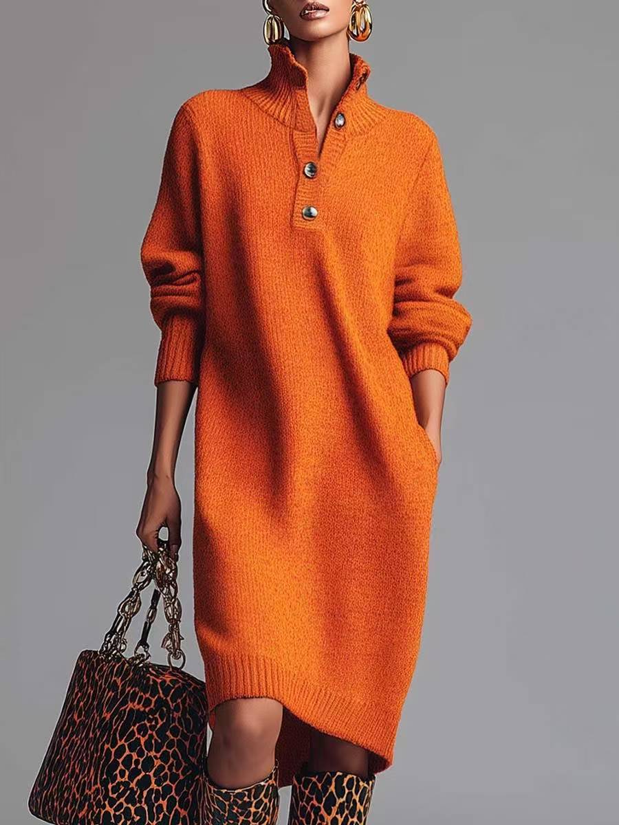 Swobodny Button-Up Jumper sukienka