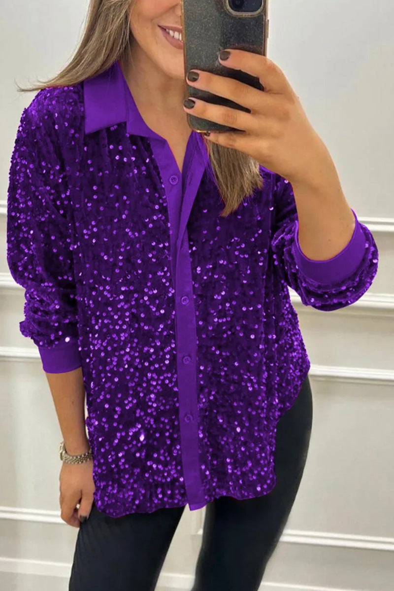 Elegancki Shimmer z kołnierzem koszula