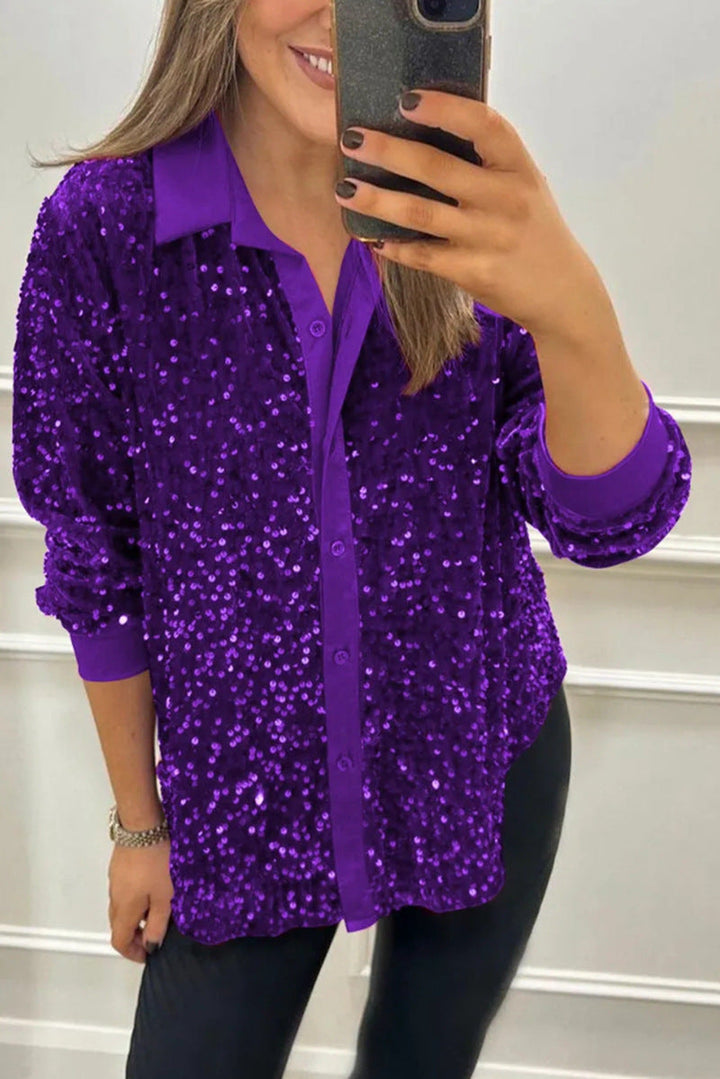 Elegancki Shimmer z kołnierzem koszula