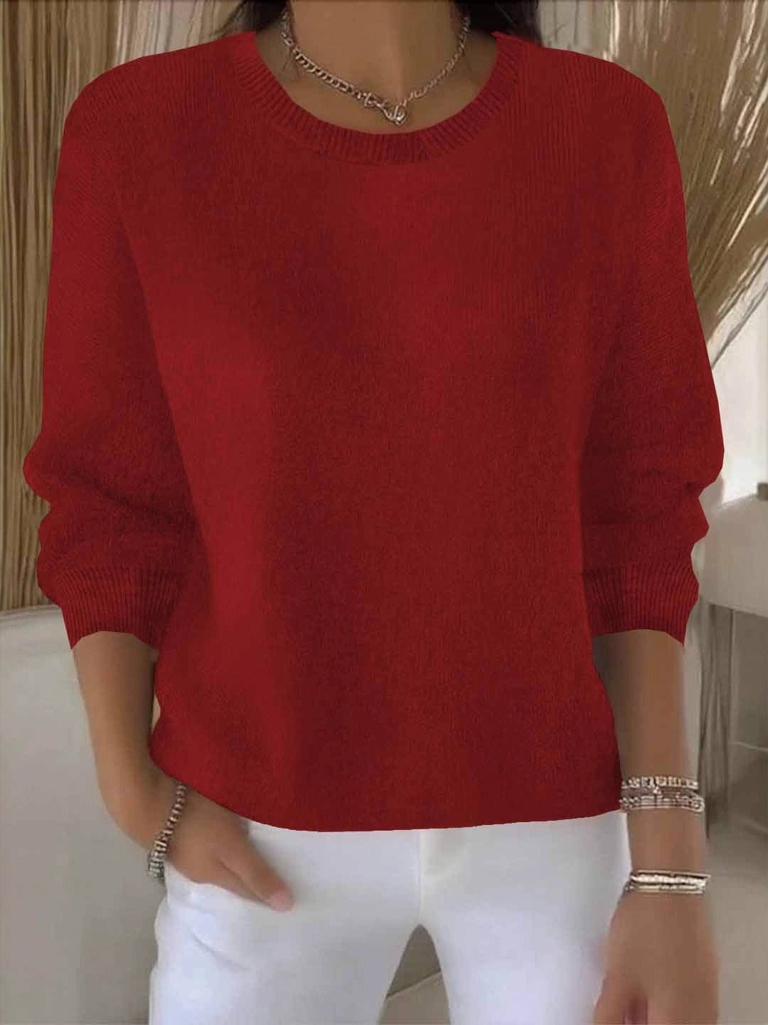 Swobodny codzienny dzianina sweter