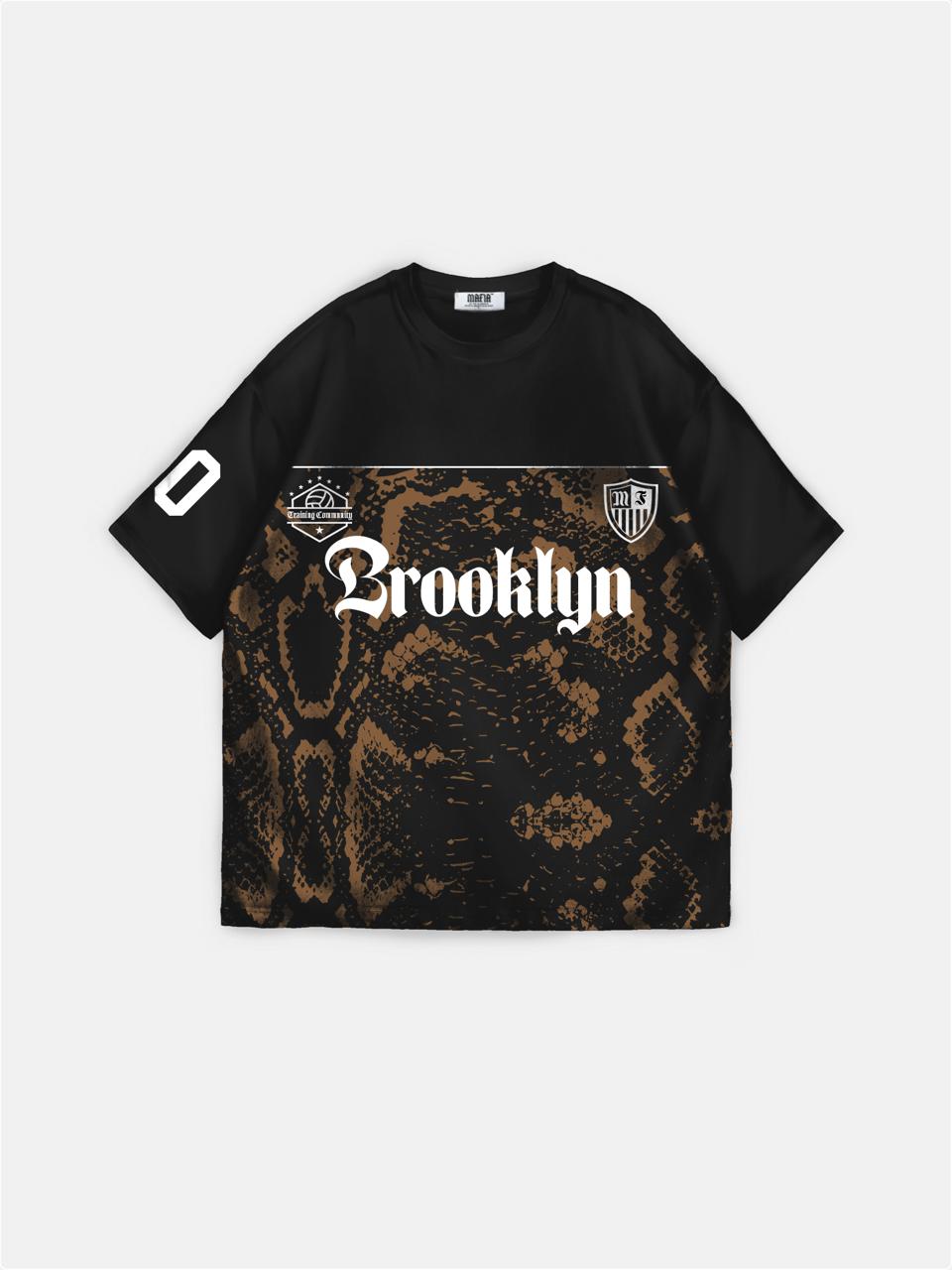 Oversize T-shirt Brooklyn - Czarny i Brązowy