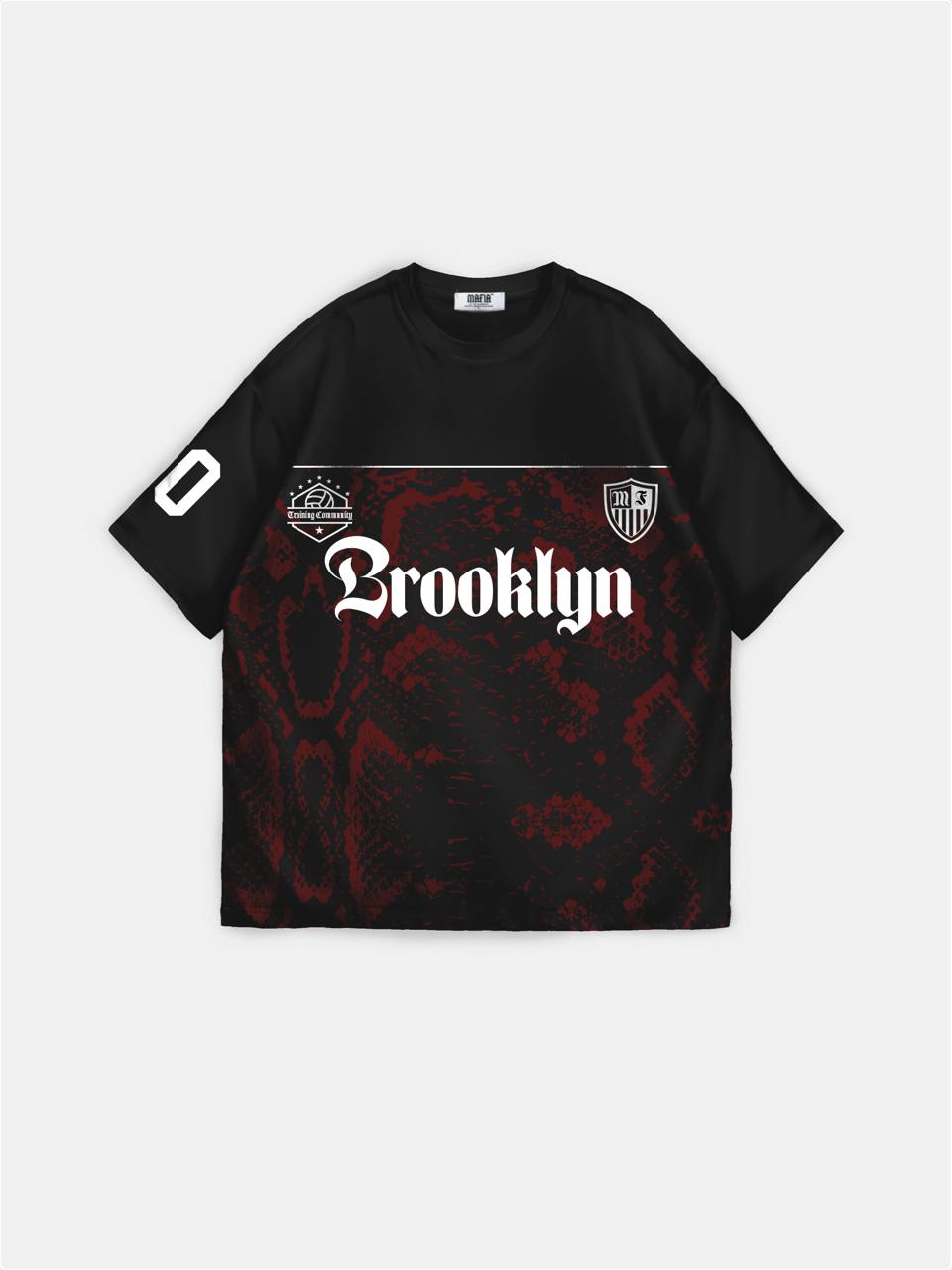 Oversize T-shirt Brooklyn - Czarny i Bordeaux
