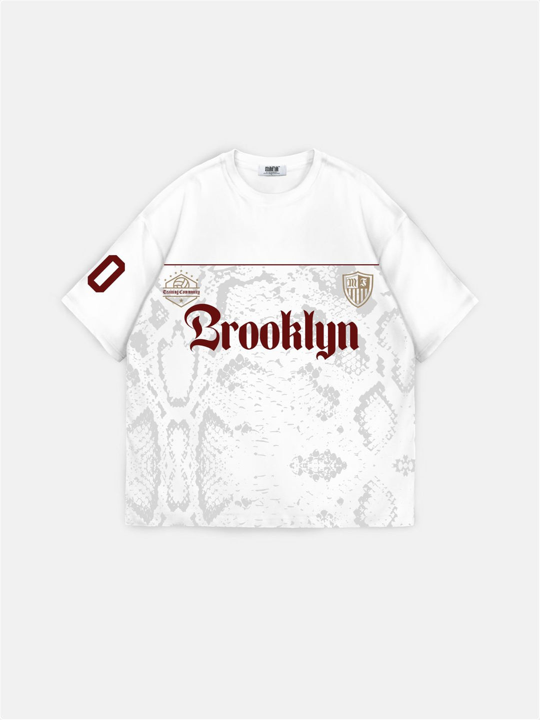 Oversize T-shirt Brooklyn - Ecru i Bordeaux