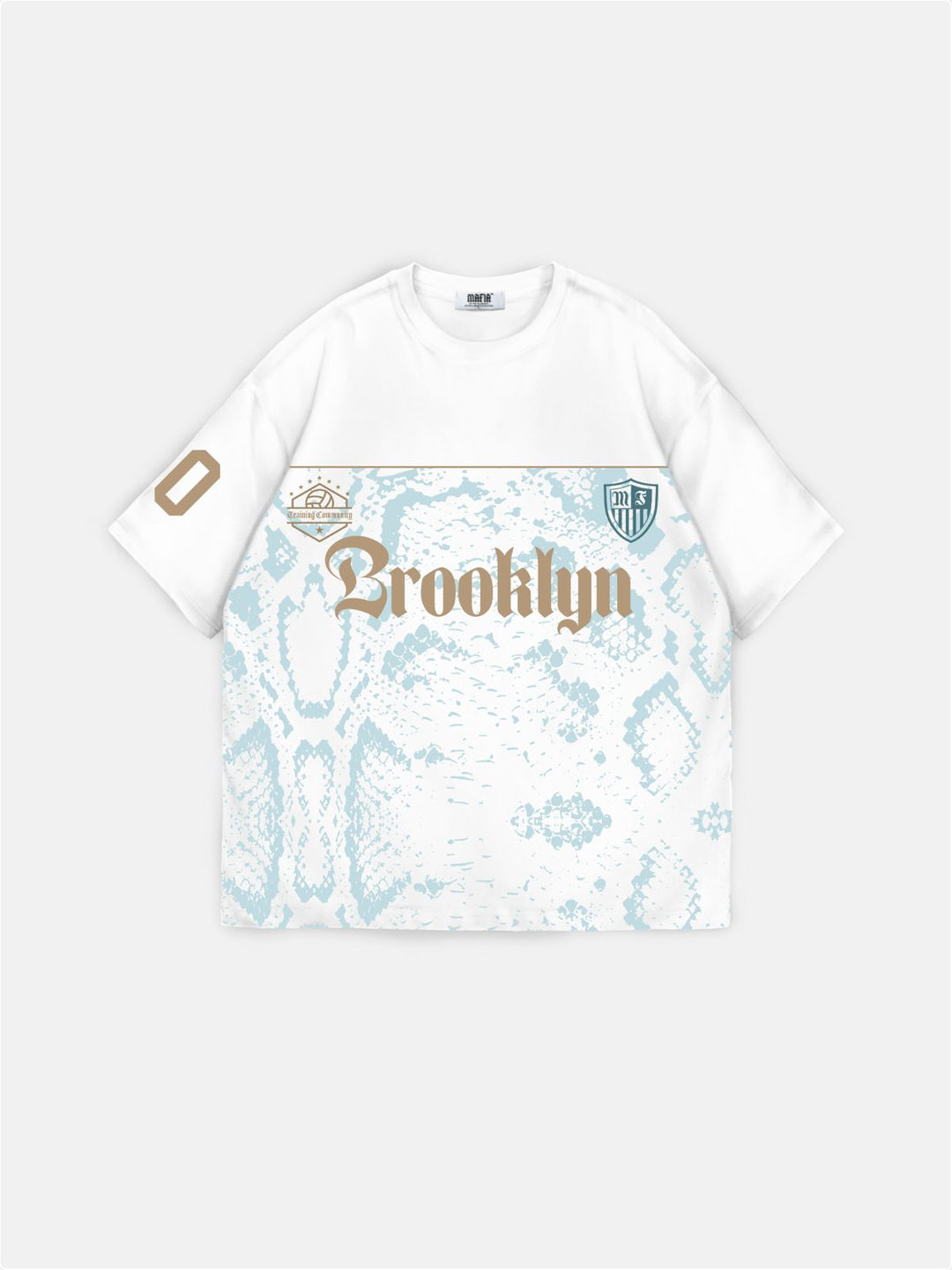T-shirt Oversize Brooklyn - Ecru i Turkusowy