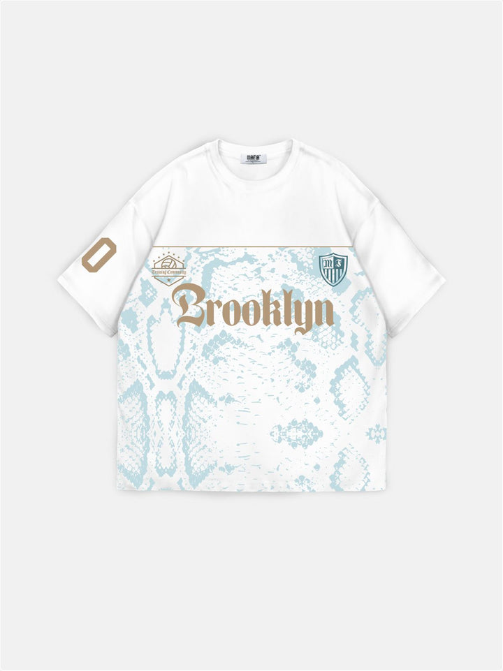 T-shirt Oversize Brooklyn - Ecru i Turkusowy