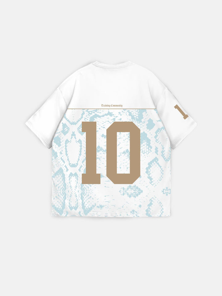 T-shirt Oversize Brooklyn - Ecru i Turkusowy