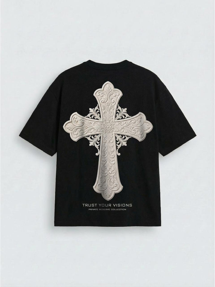 T-shirt Oversize Cross - Czarny