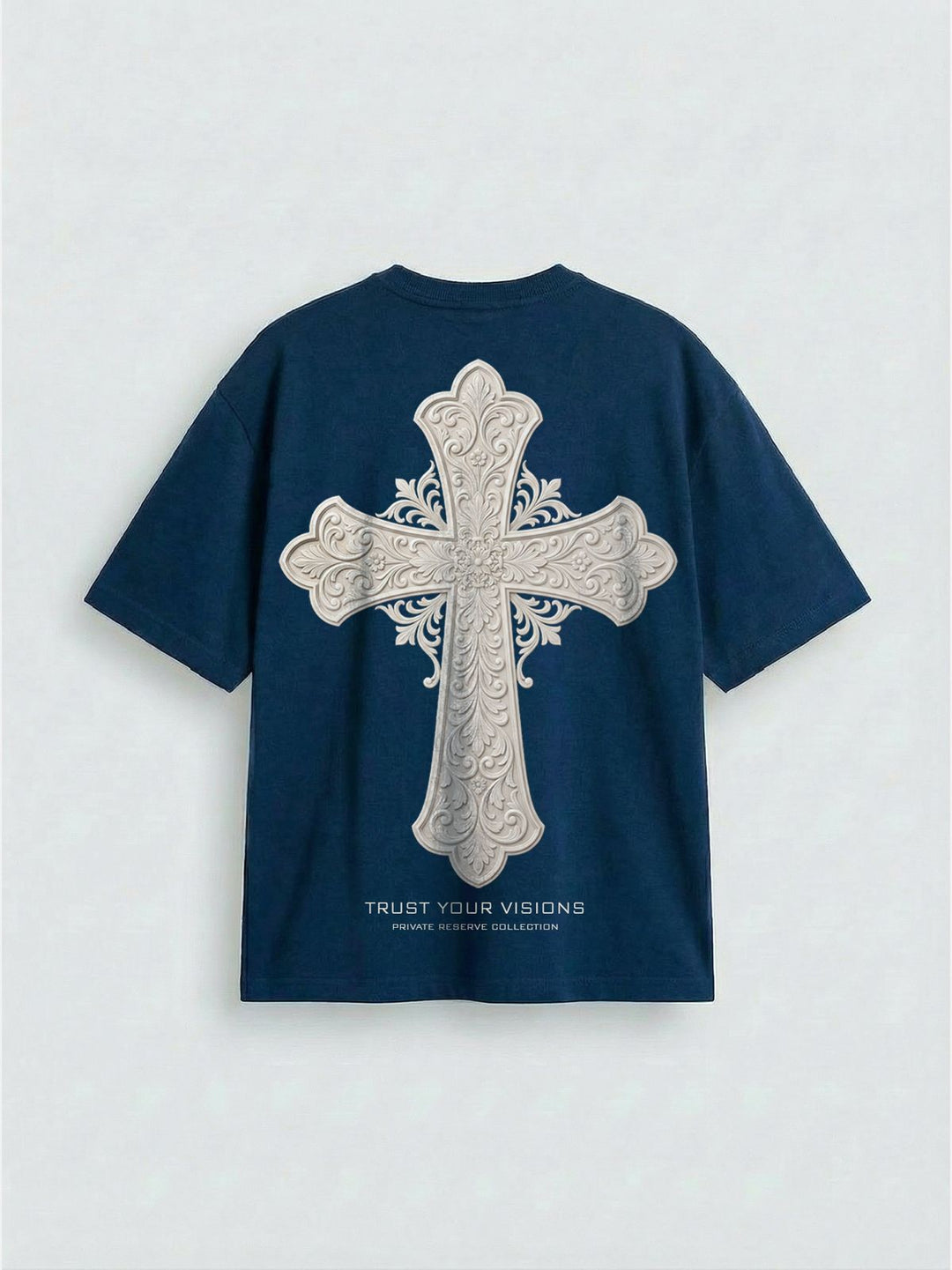 T-shirt Oversize Cross - Granatowy
