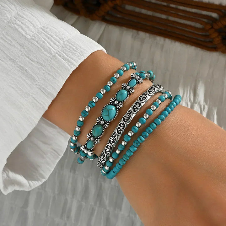 Stylowy boho Turquoise Beads Bracelets