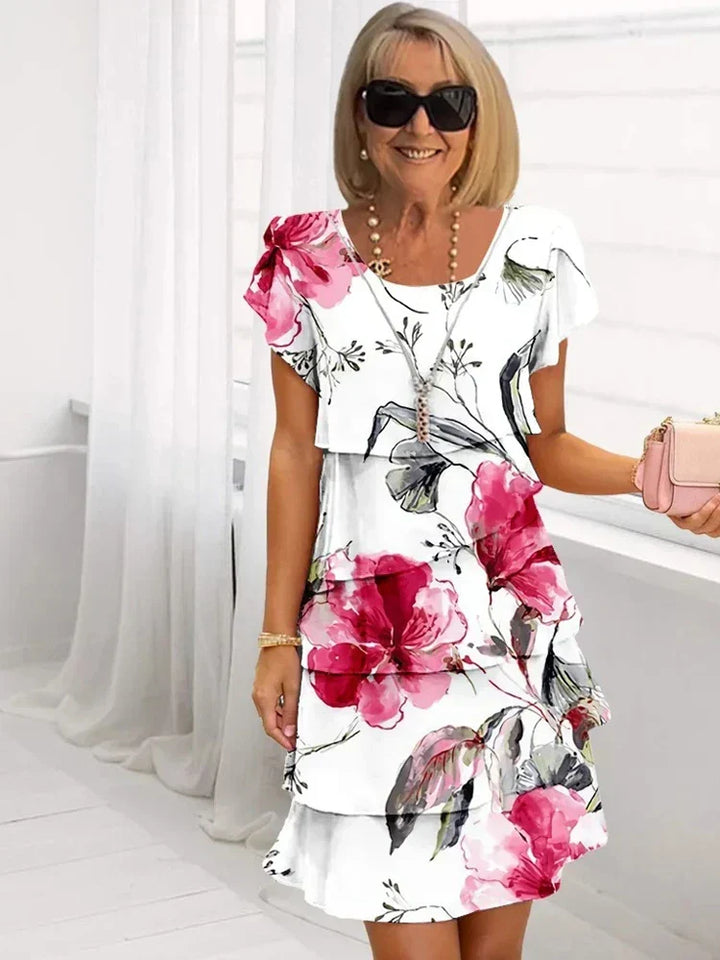 Kwiatowy Tiered Chiffon sukienka