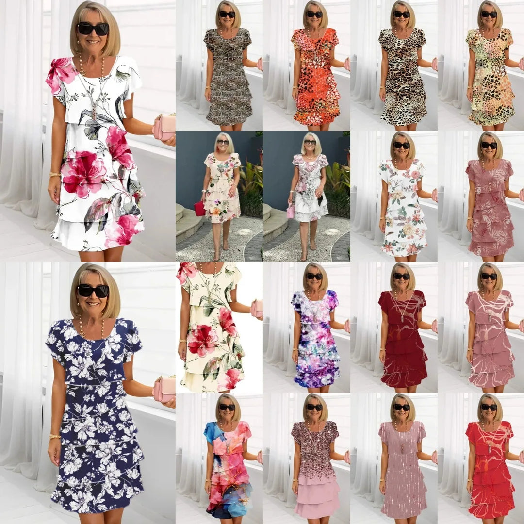 Kwiatowy Tiered Chiffon sukienka