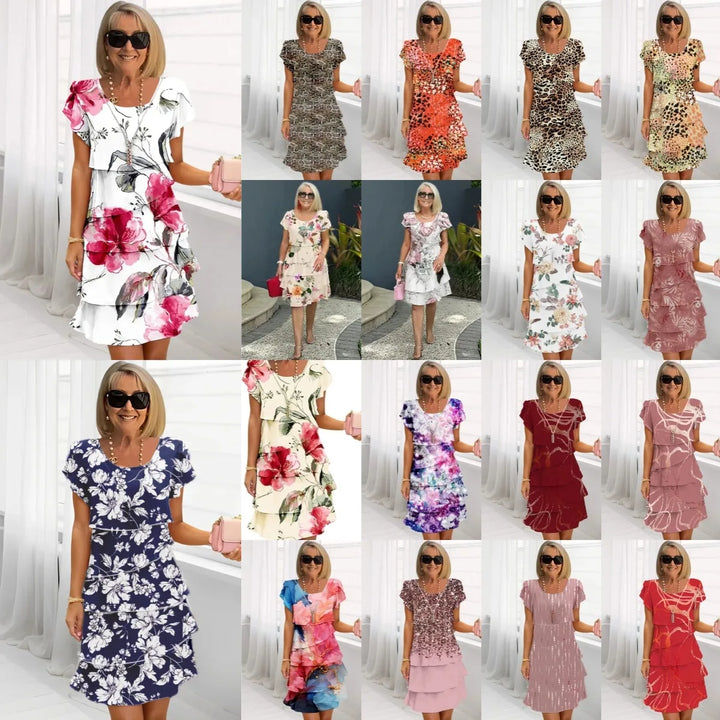 Kwiatowy Tiered Chiffon sukienka