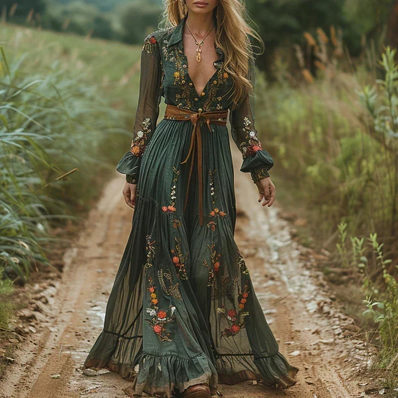 Haftowany boho sukienka maxi