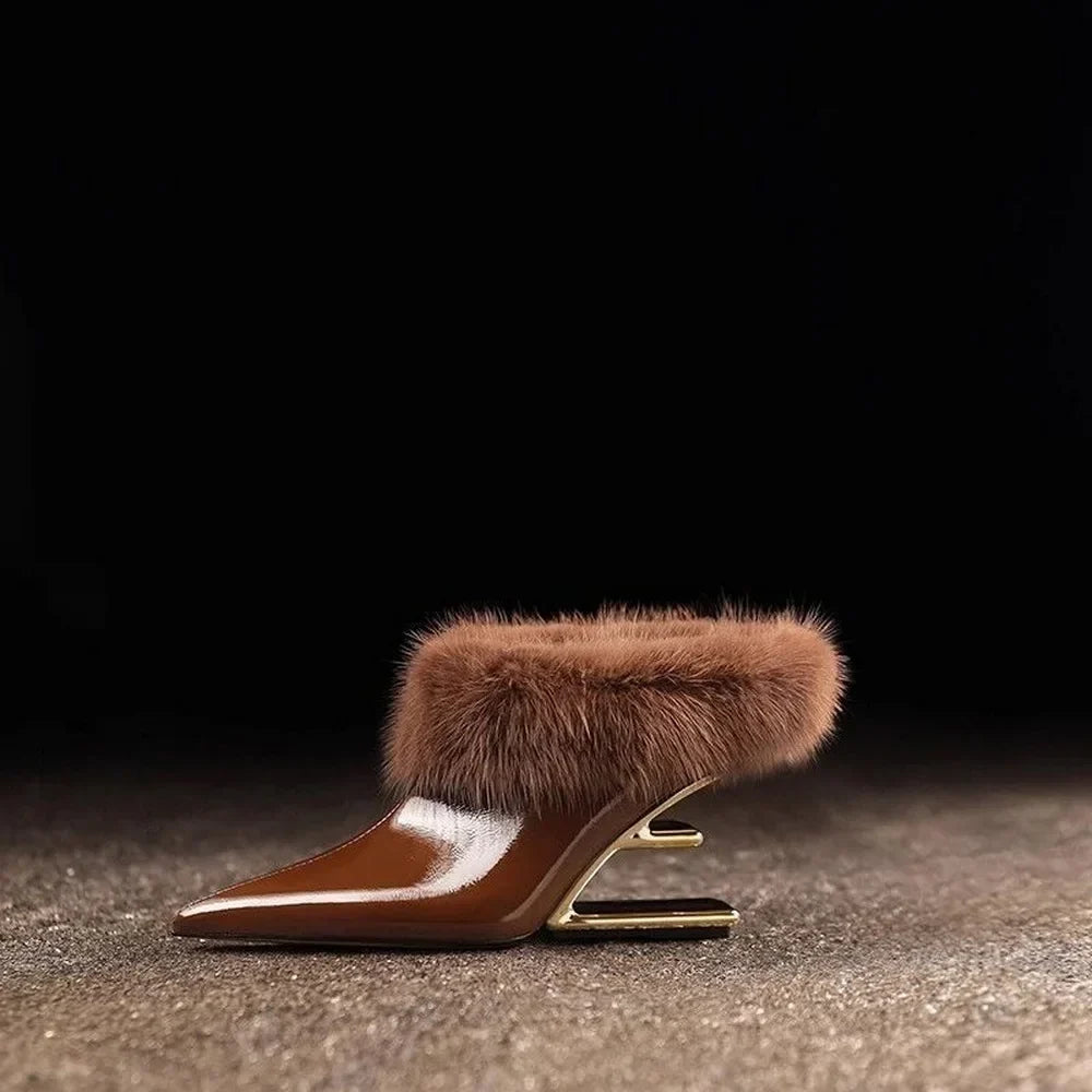 Elegancki Furry szpilki ze szpiczastym noskiem