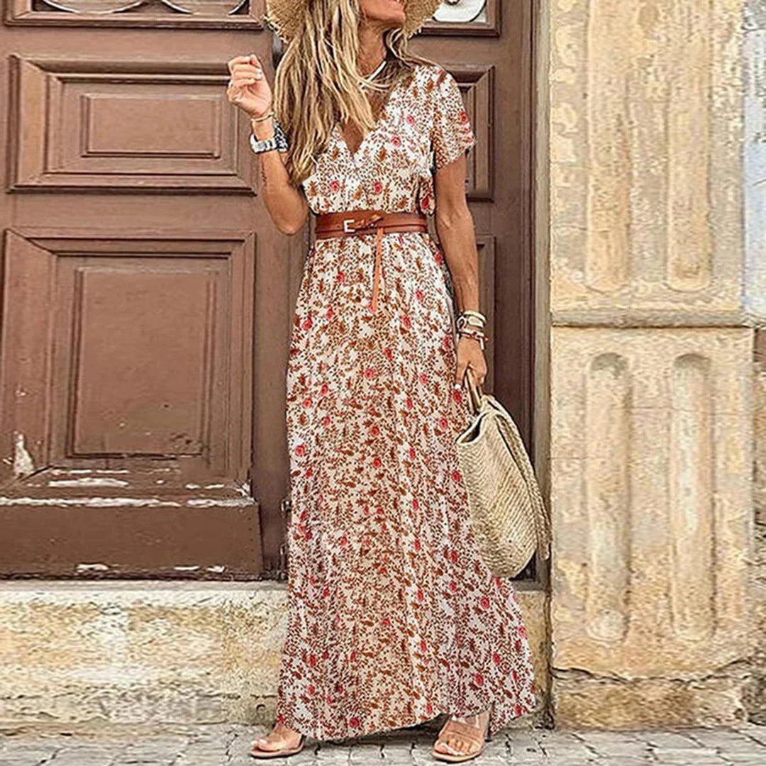 Dekolt V boho sukienka maxi