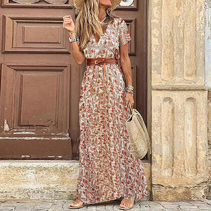 Dekolt V boho sukienka maxi