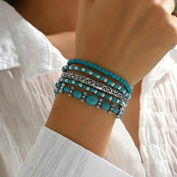 Stylowy boho Turquoise Beads Bracelets