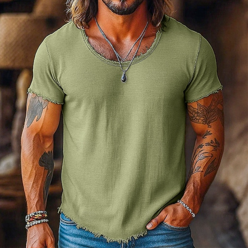Swobodny okrągły dekolt T-shirt