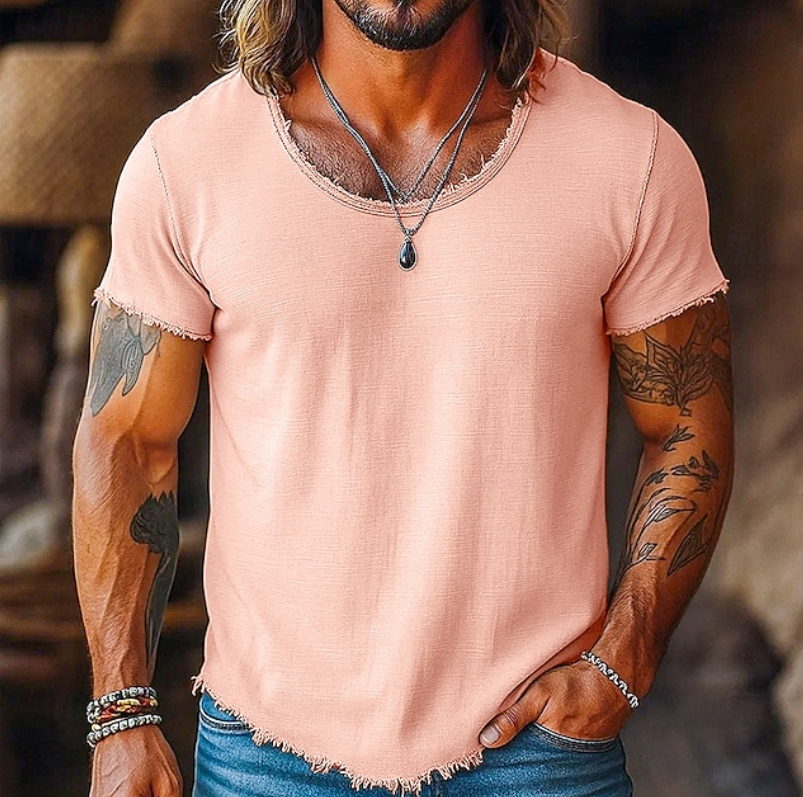 Swobodny okrągły dekolt T-shirt
