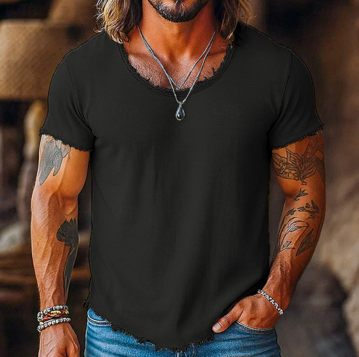 Swobodny okrągły dekolt T-shirt
