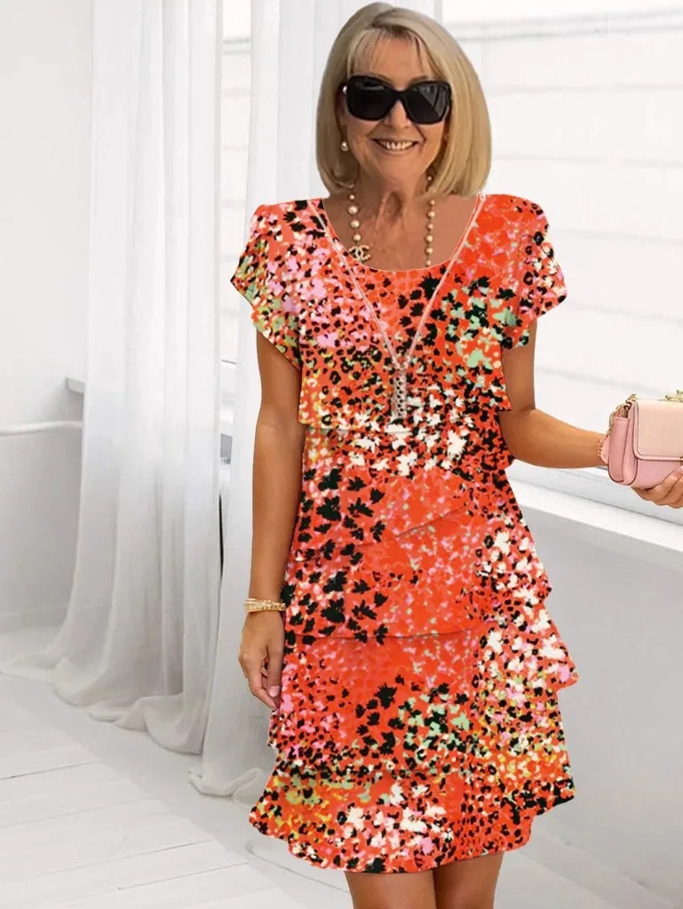 Kwiatowy Tiered Chiffon sukienka