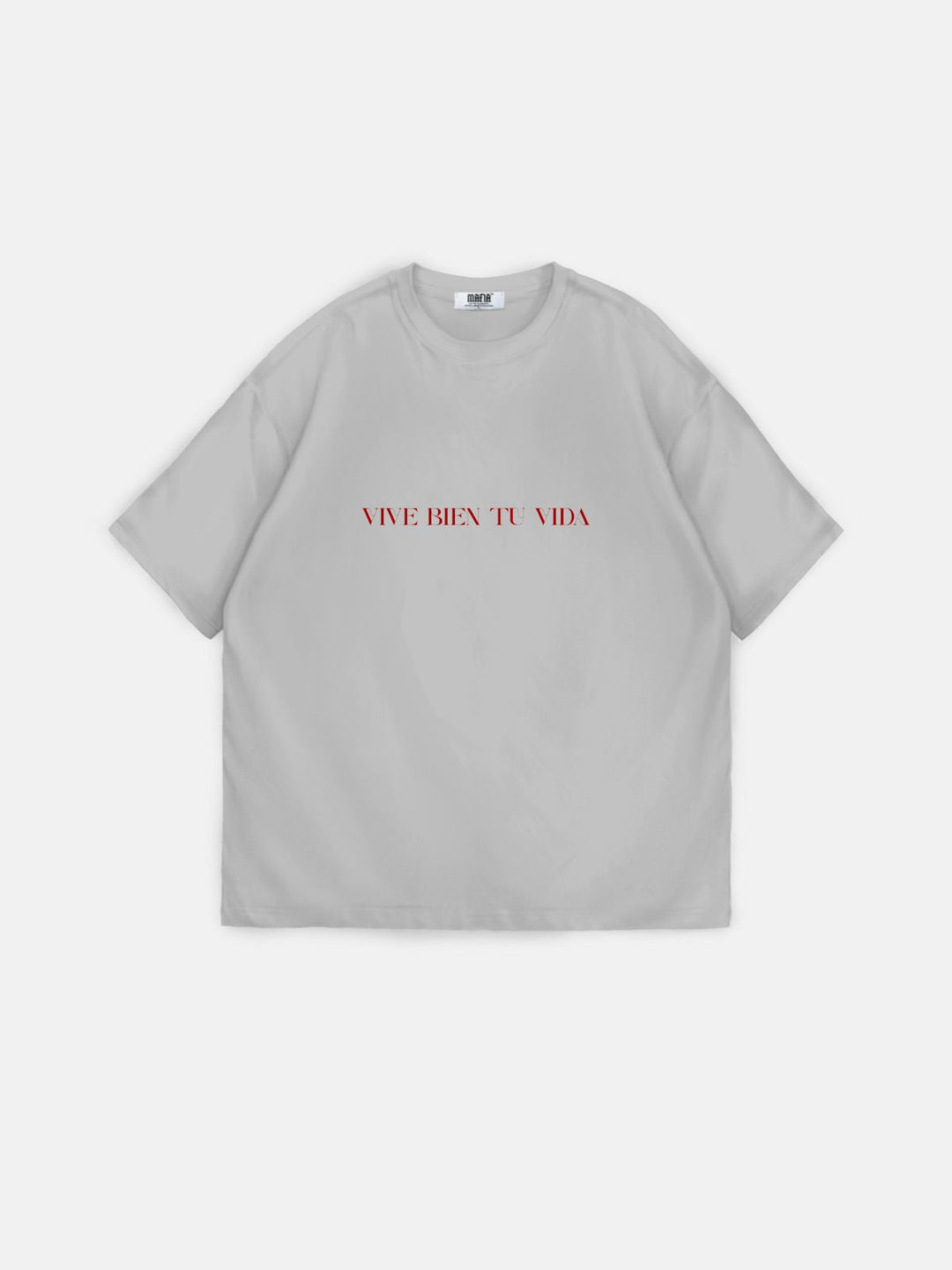 Oversize "Vive Bien Tu Vida" T-Shirt - Szary