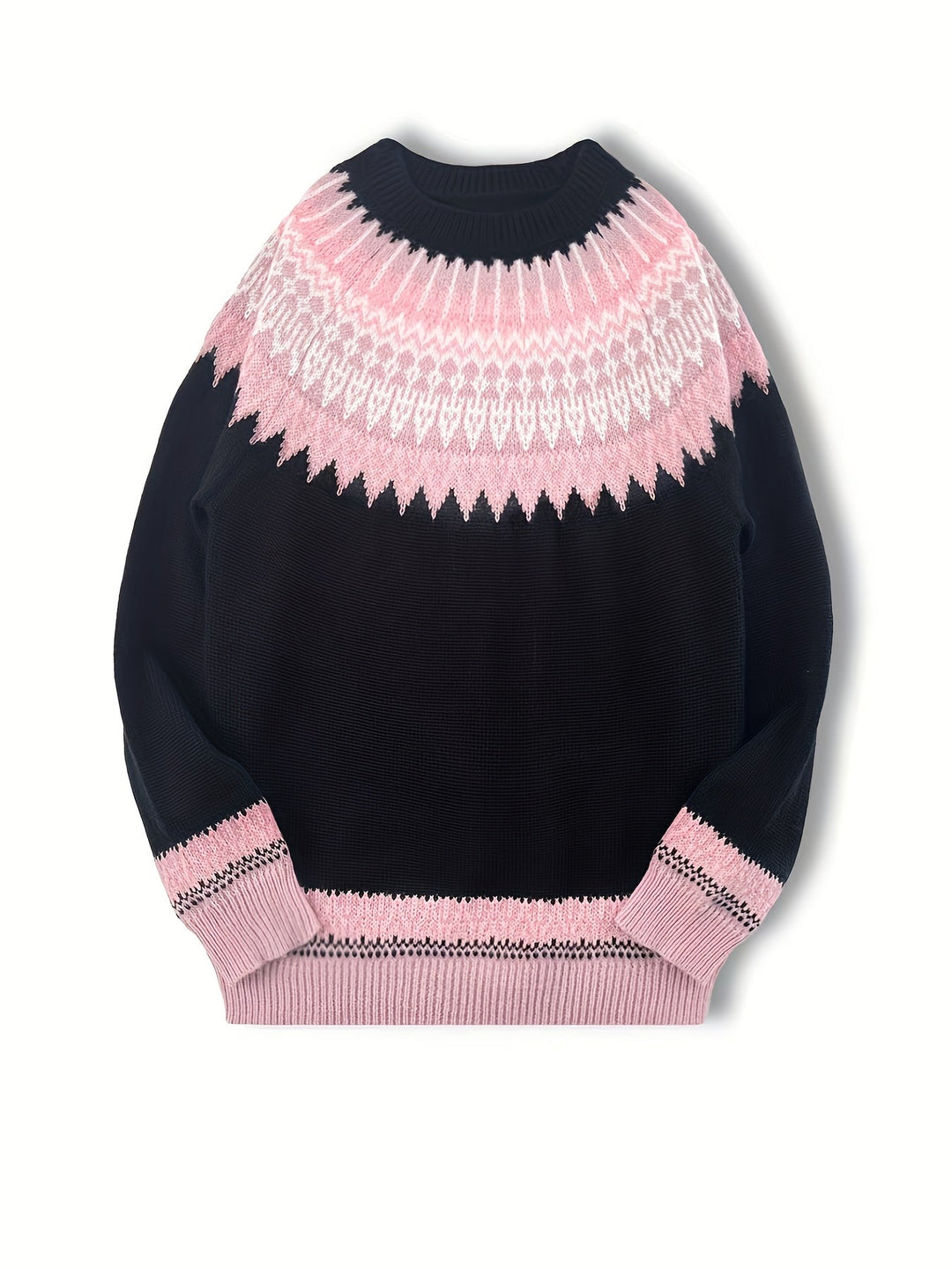 Chunky Jacquard Round szyja sweter