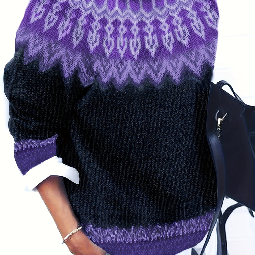 Chunky Jacquard Round szyja sweter