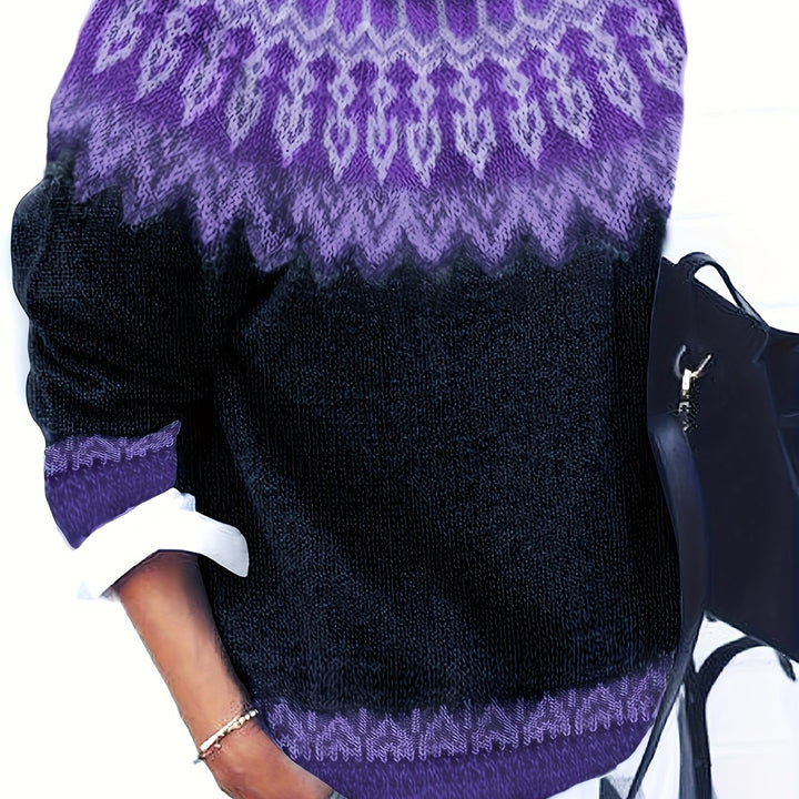 Chunky Jacquard Round szyja sweter