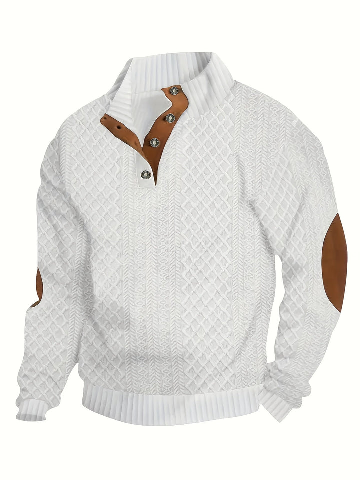 Wyróżniać się kołnierz guzik Henley sweter