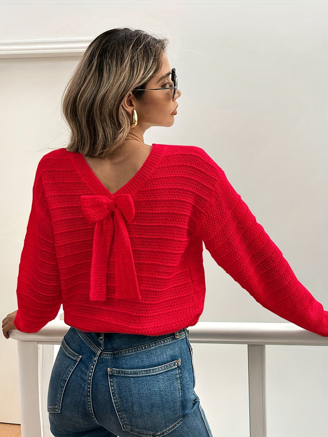 Bow-Detail dzianina sweter