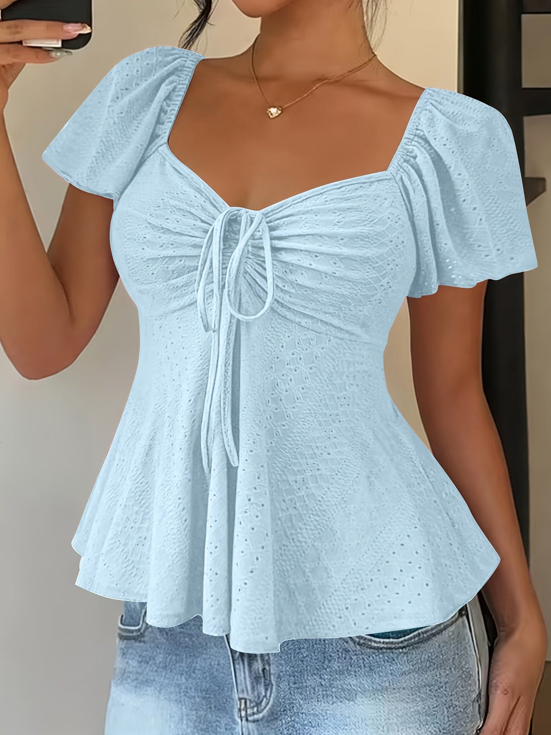 Flutter-Sleeve peplum top