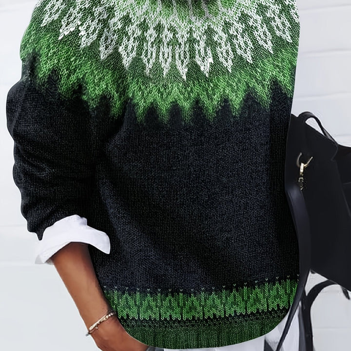 Chunky Jacquard Round szyja sweter