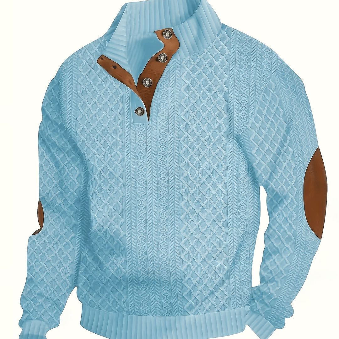 Wyróżniać się kołnierz guzik Henley sweter