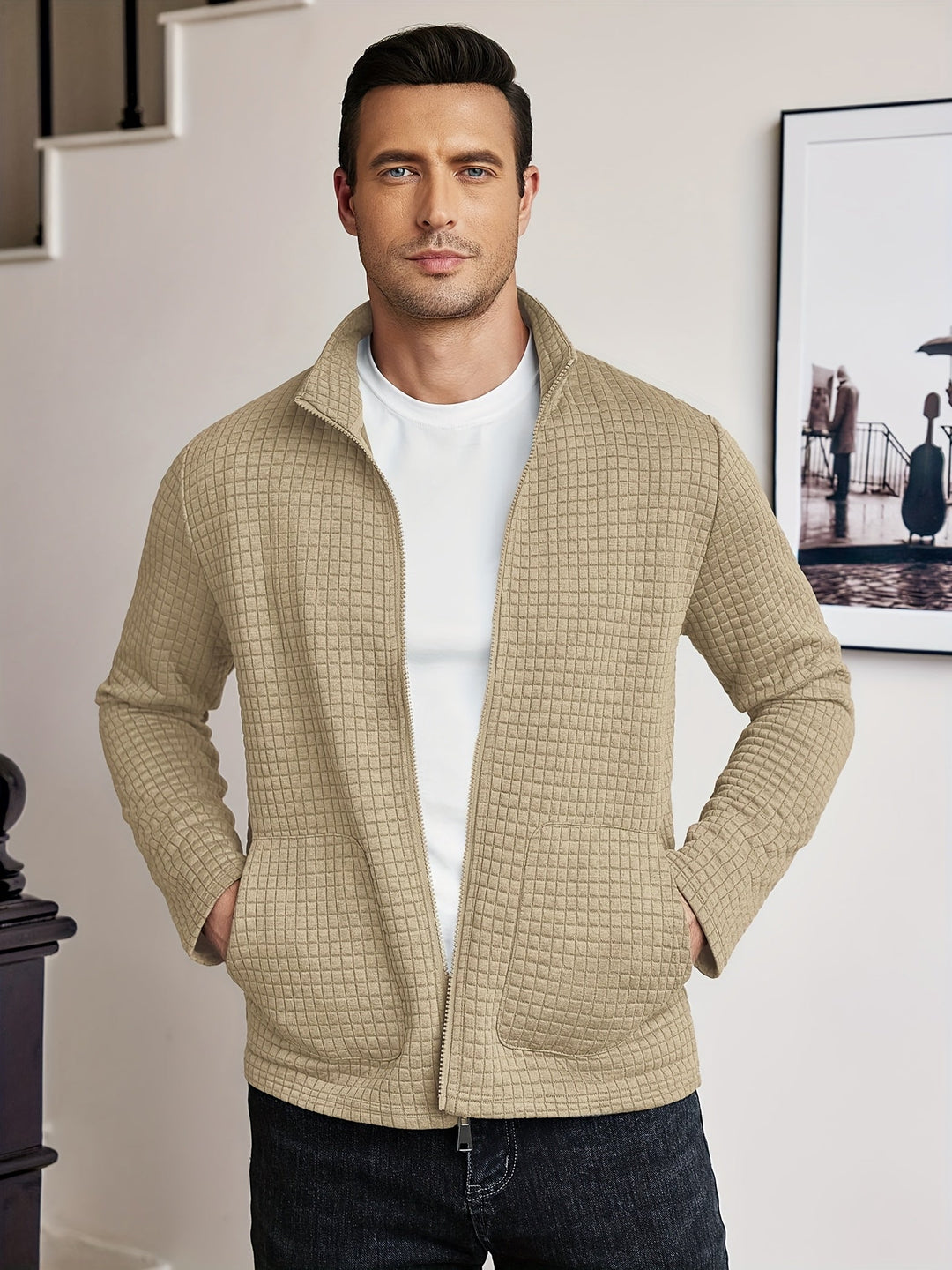 Fakturowany Zip-Up kurtka