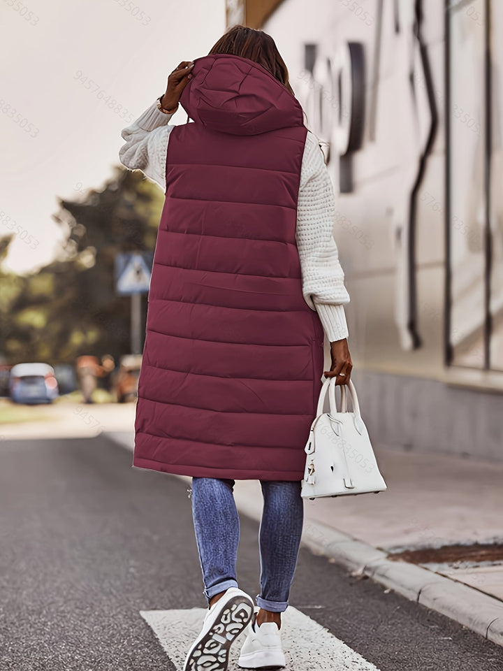 Wydłużony z kapturem Padded kamizelka