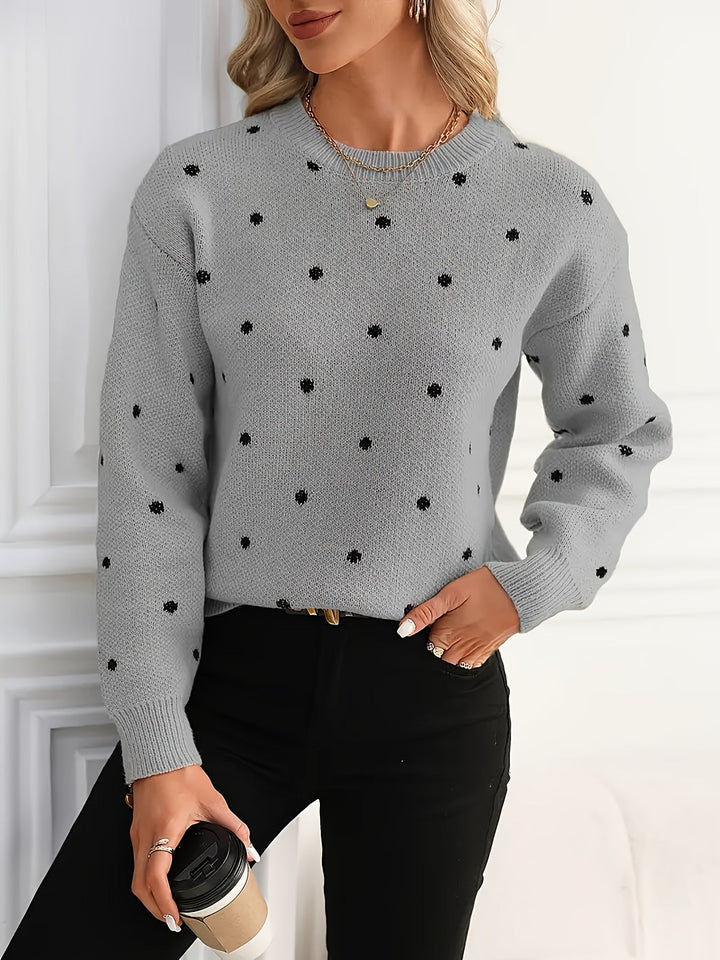 Polka Dot sweter z okrągłym dekoltem