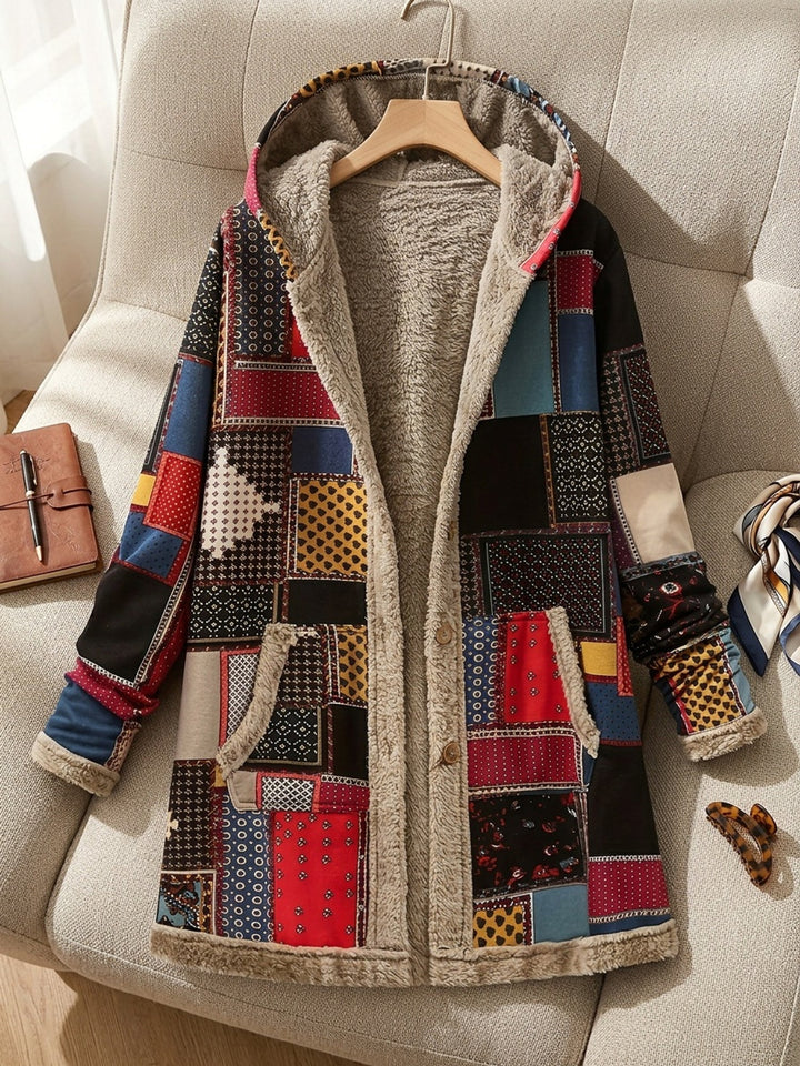 Patchwork z kapturem kurtka