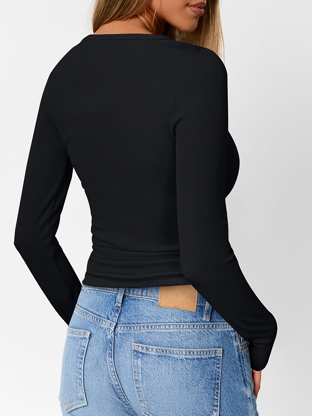 Dopasowany guzik Henley top
