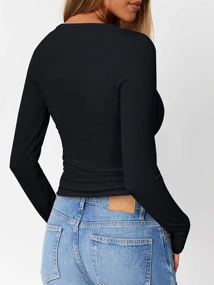 Dopasowany guzik Henley top