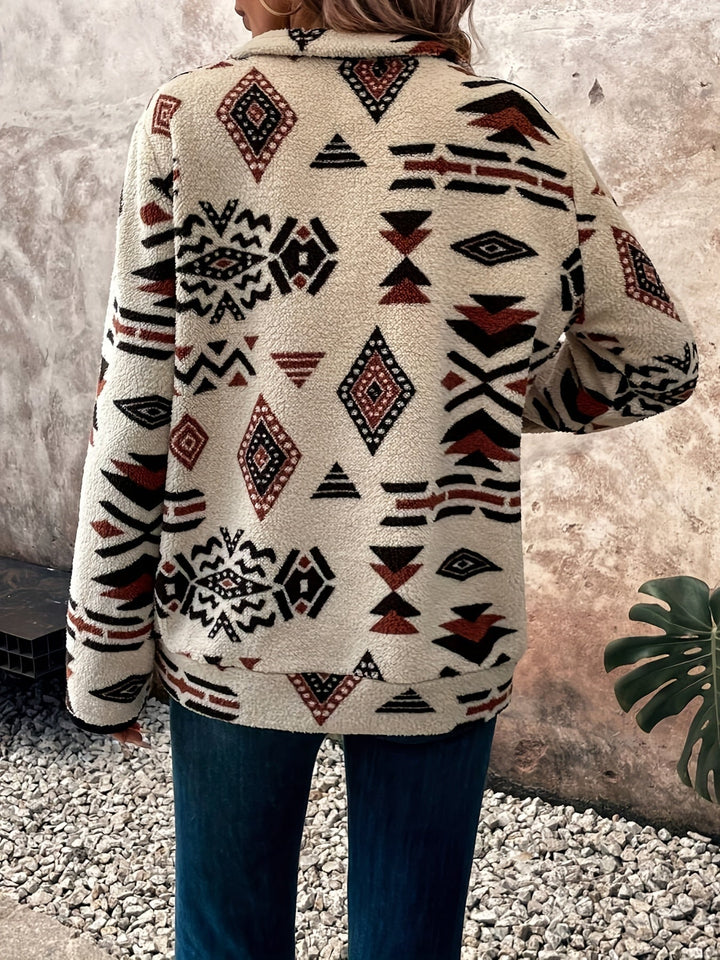 Aztec-Print zamek 1/4 sweter