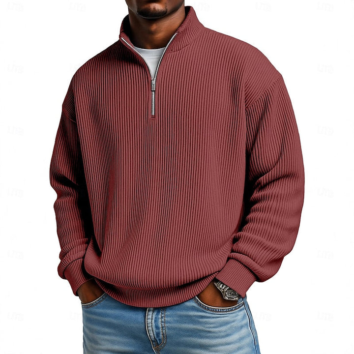 Prążkowany zamek 1/4 sweter