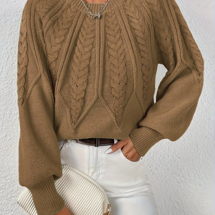 Warkoczowy splot Round-Neck sweter