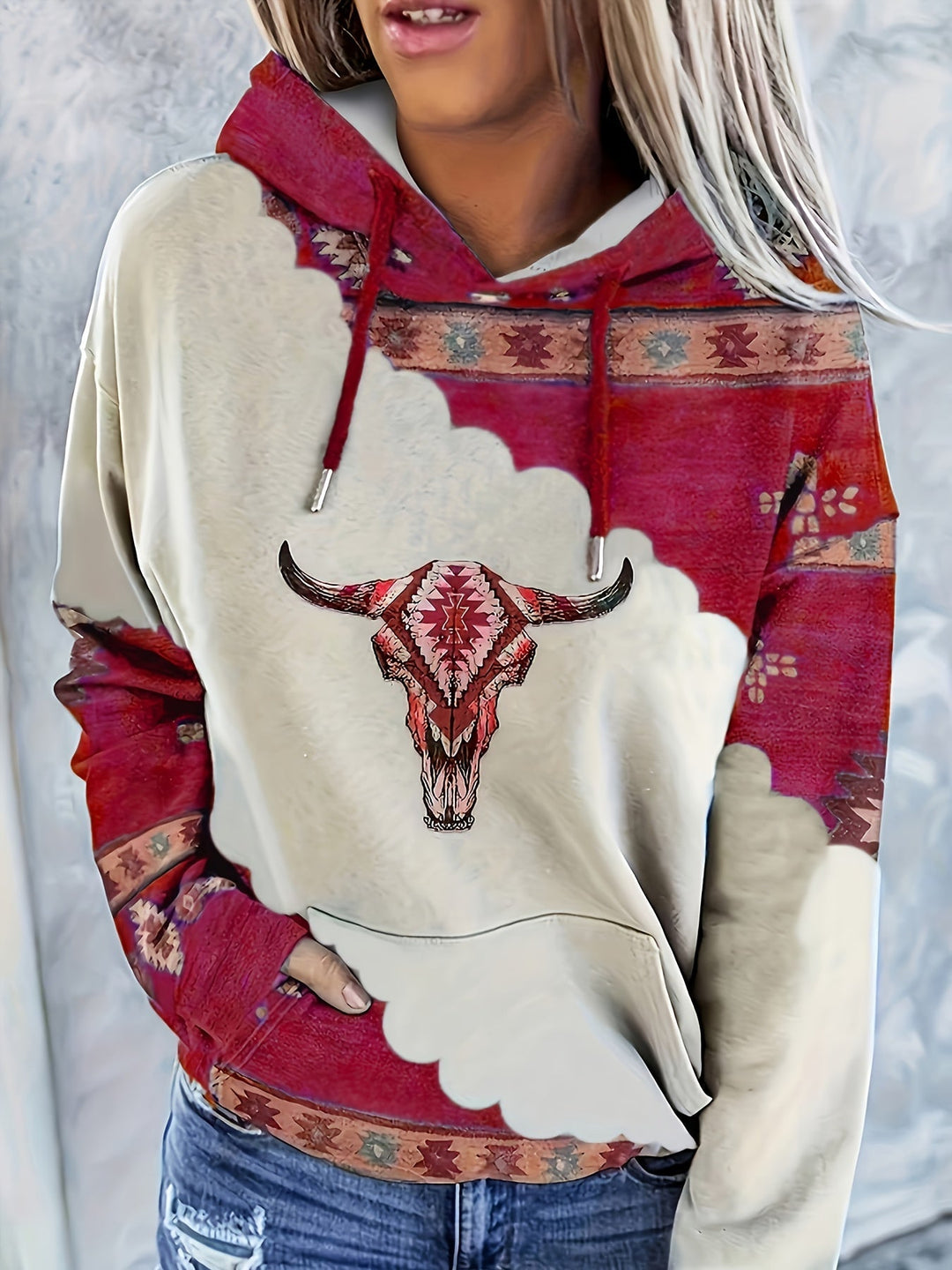 Inspirowany stylem western wzór bluza z kapturem