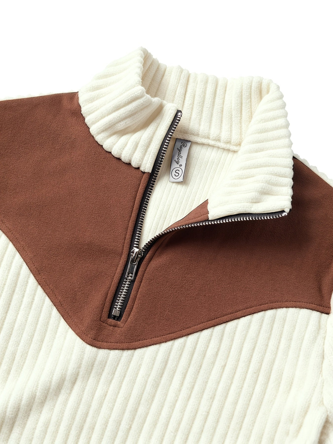 Prążkowany zamek 1/4 sweter