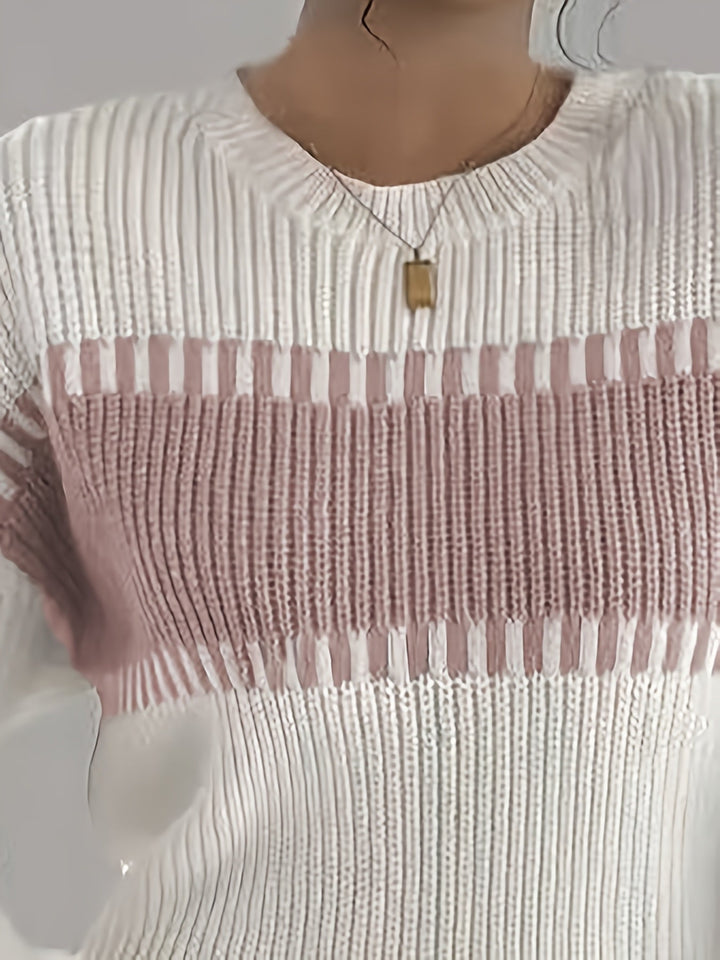 Blok kolorów w paski sweter