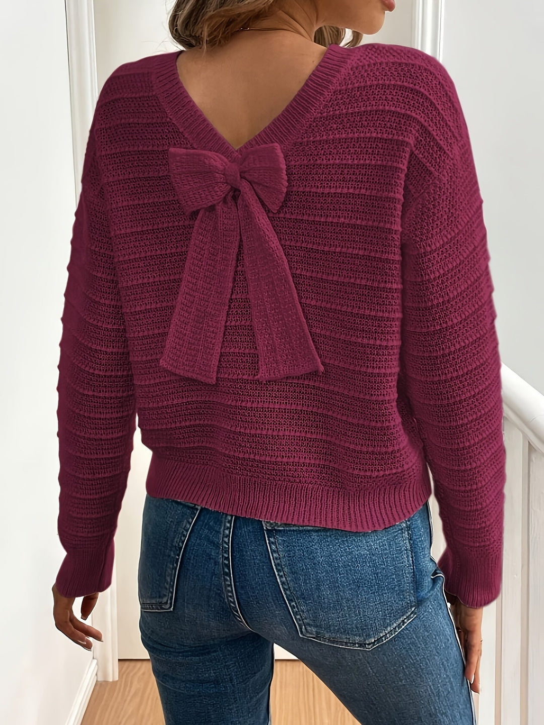 Bow-Detail dzianina sweter
